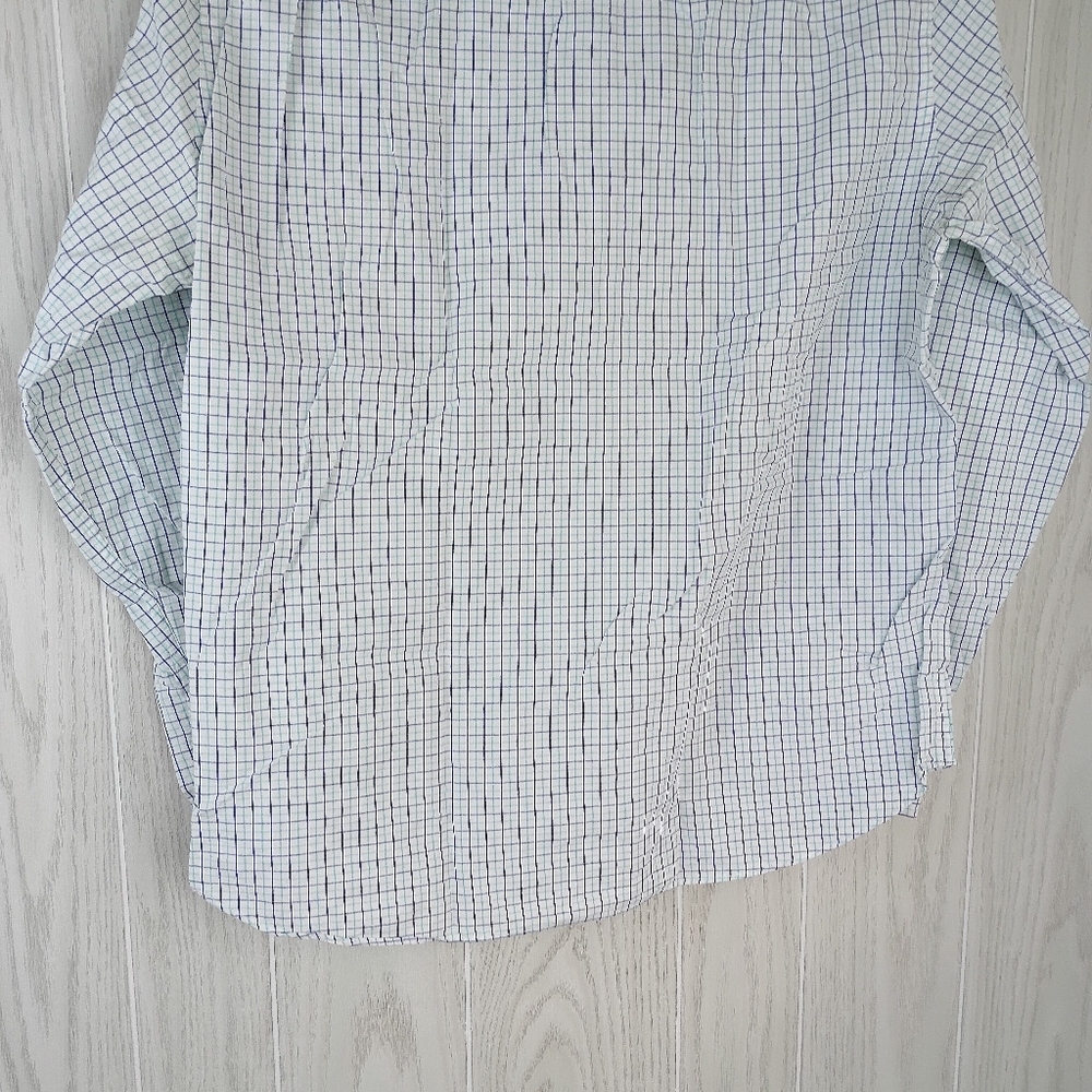 Tailored by J. Crew Large Button down white And green blue Line Long Sleeve - Picture 7 of 13